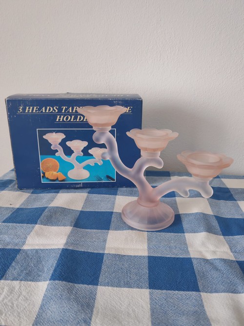 Candelabro vintage in vetro