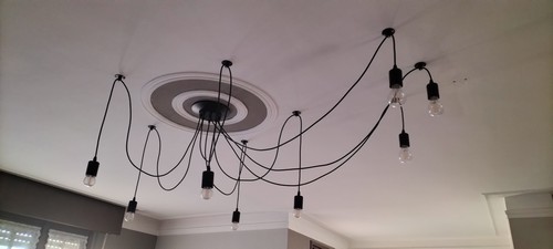 Lampadario a sospensione nero 8 lampadine 