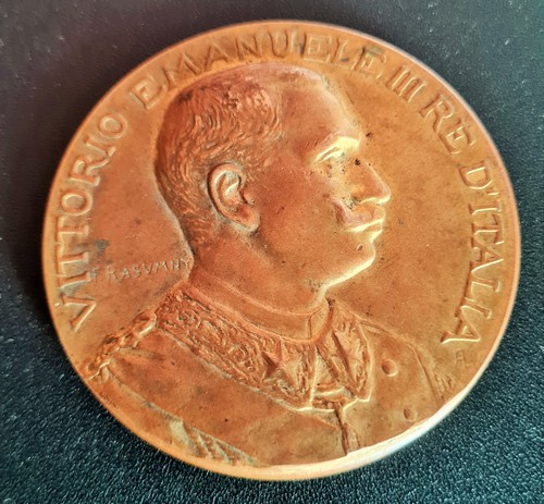 Medaglia bronzo dorato Vittorio Emanuele III Espos