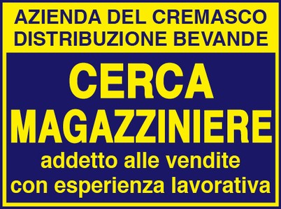 CERCASI MAGAZZINIERE